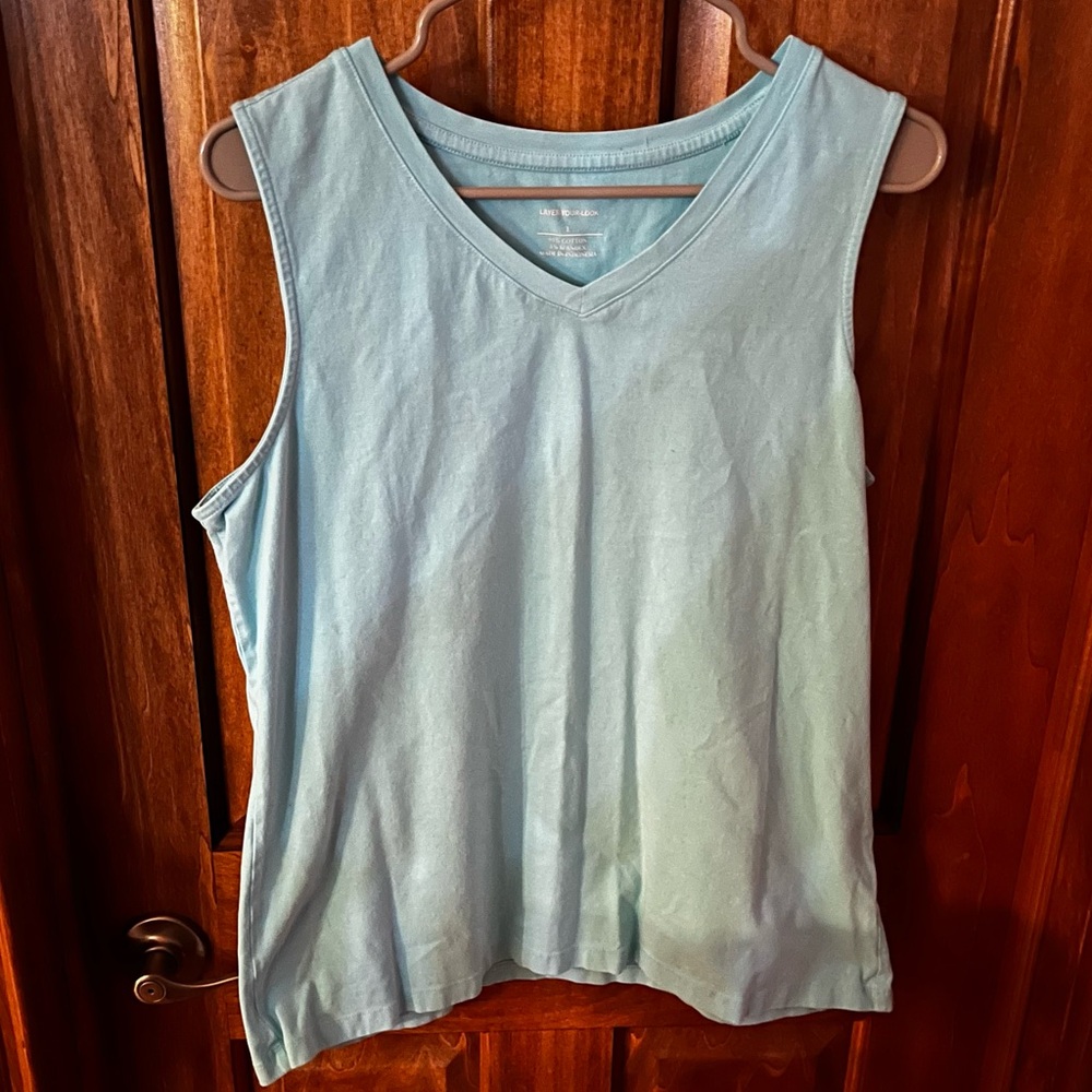Women’s Christopher & Banks Tank Top Aqua Large